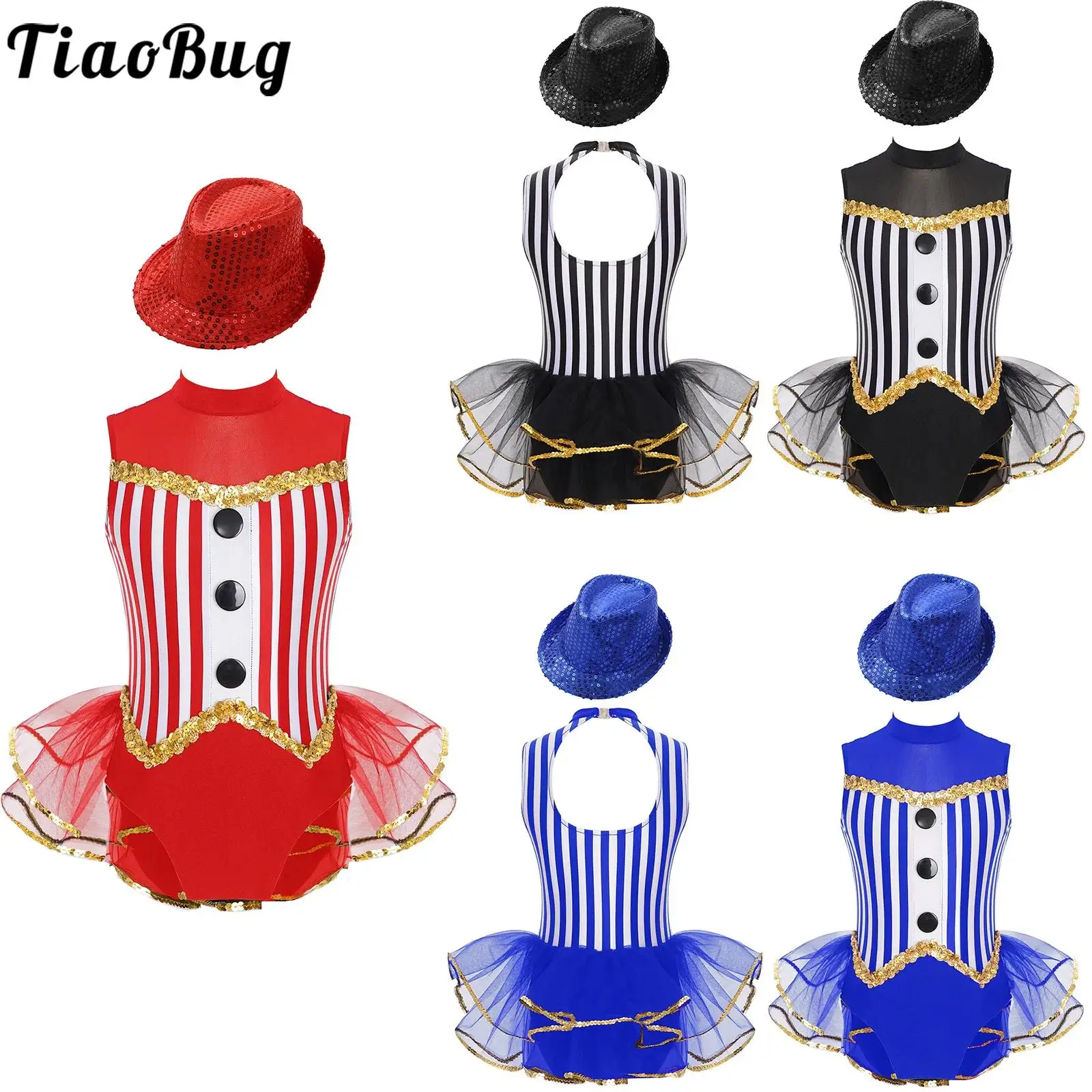 Kids Girls Jazz Dance Performance Costumes Tango Cha-cha Ballet Dresses 2pcs Sequin Trim Tulle Skirted Striped Leotards with Hat
Kids Girls Jazz Dance Performance Costumes Tango Cha-cha Ballet Dresses 2pcs Sequin Trim Tulle Skirted Striped Leotards with Hat