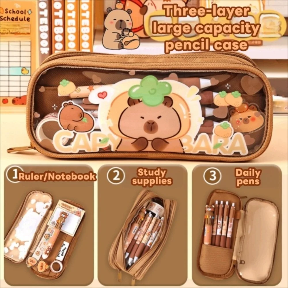 Aesthetic Capybara Pencil Case Cute Large Capacity Panda Pencil Box Desktop Storage Transparent Girls Stationery Pen Bag
Aesthetic Capybara Pencil Case Cute Large Capacity Panda Pencil Box Desktop Storage Transparent Girls Stationery Pen Bag