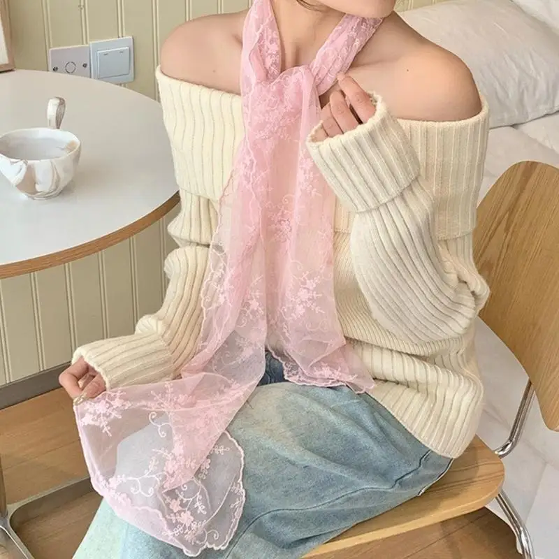 652F Lace Scarf with Embroidered Flower Pattern Designs Seethrough Long Neckwrap For Stylish Women's Daily And Evening Dress
652F Lace Scarf with Embroidered Flower Pattern Designs Seethrough Long Neckwrap For Stylish Women's Daily And Evening Dress