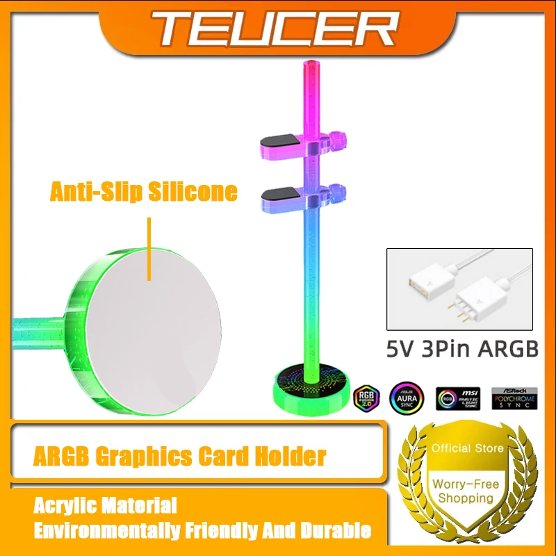Кронштейн TEUCER VC-6GPU, поддержка видеокарты, 5 В, 3 контакта, ARGB, регулируемая высота, акриловые детали для настольного компьютера
Кронштейн TEUCER VC-6GPU, поддержка видеокарты, 5 В, 3 контакта, ARGB, регулируемая высота, акриловые детали для настольного компьютера