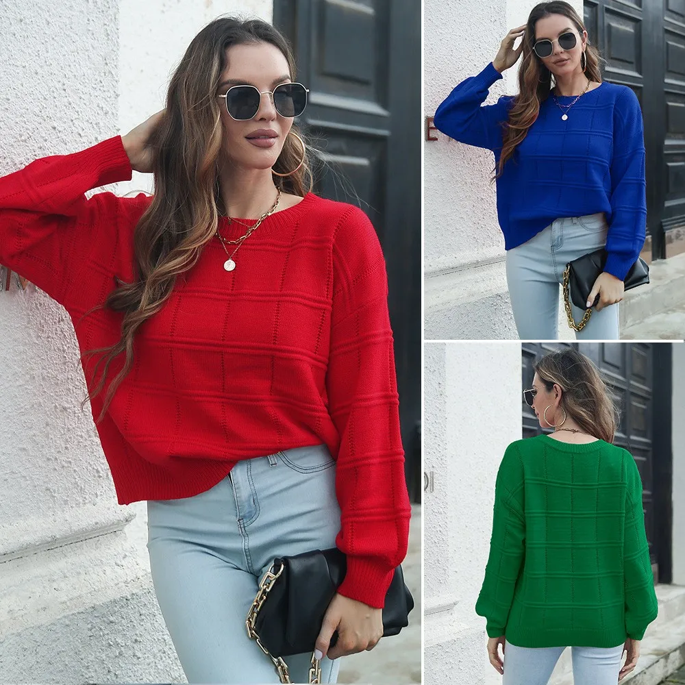Women's Sweater Crew Neck Long Sleeve Loose Fit Pullover Oversized 3d Grid Pattern Knitwear Red Solid Color Cropped Hem Knitted
Women's Sweater Crew Neck Long Sleeve Loose Fit Pullover Oversized 3d Grid Pattern Knitwear Red Solid Color Cropped Hem Knitted