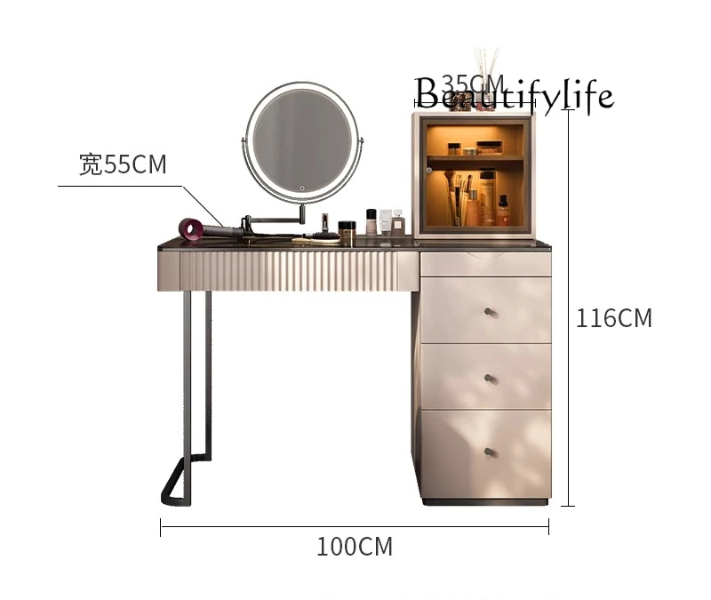 Italian minimalist dresser bedroom simple high-end makeup table storage cabinet integrated small apartment cream style
Italian minimalist dresser bedroom simple high-end makeup table storage cabinet integrated small apartment cream style