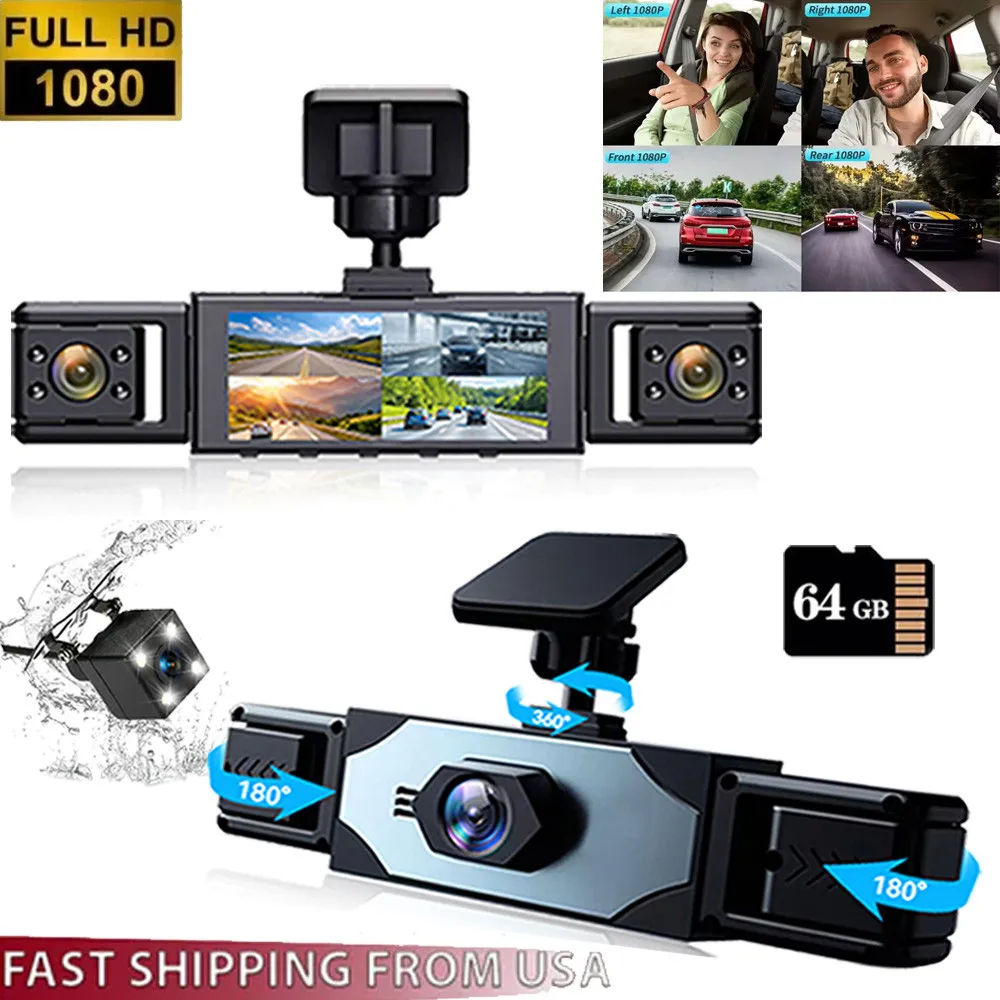 4 Channel HD 1080P 360° Dash Cam Car Driving Recorder Car Front+Rear Camera with 64GB Card, Wide Angle, Night Vision
4 Channel HD 1080P 360° Dash Cam Car Driving Recorder Car Front+Rear Camera with 64GB Card, Wide Angle, Night Vision