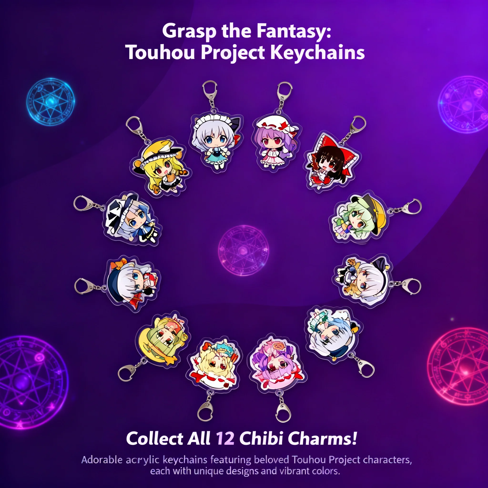 Touhou Project Anime Game Hakurei Reimu Divine Orb Acrylic Keychain Pendant Double Sided Cute Gift
Touhou Project Anime Game Hakurei Reimu Divine Orb Acrylic Keychain Pendant Double Sided Cute Gift