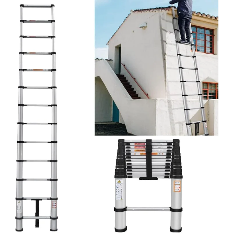 Aluminum Telescoping Portable Extension Ladder - 12.5FT Anti-Slip, Multi-Purpose Lightweight Folding Ladder for Home, Outdoor
Aluminum Telescoping Portable Extension Ladder - 12.5FT Anti-Slip, Multi-Purpose Lightweight Folding Ladder for Home, Outdoor
