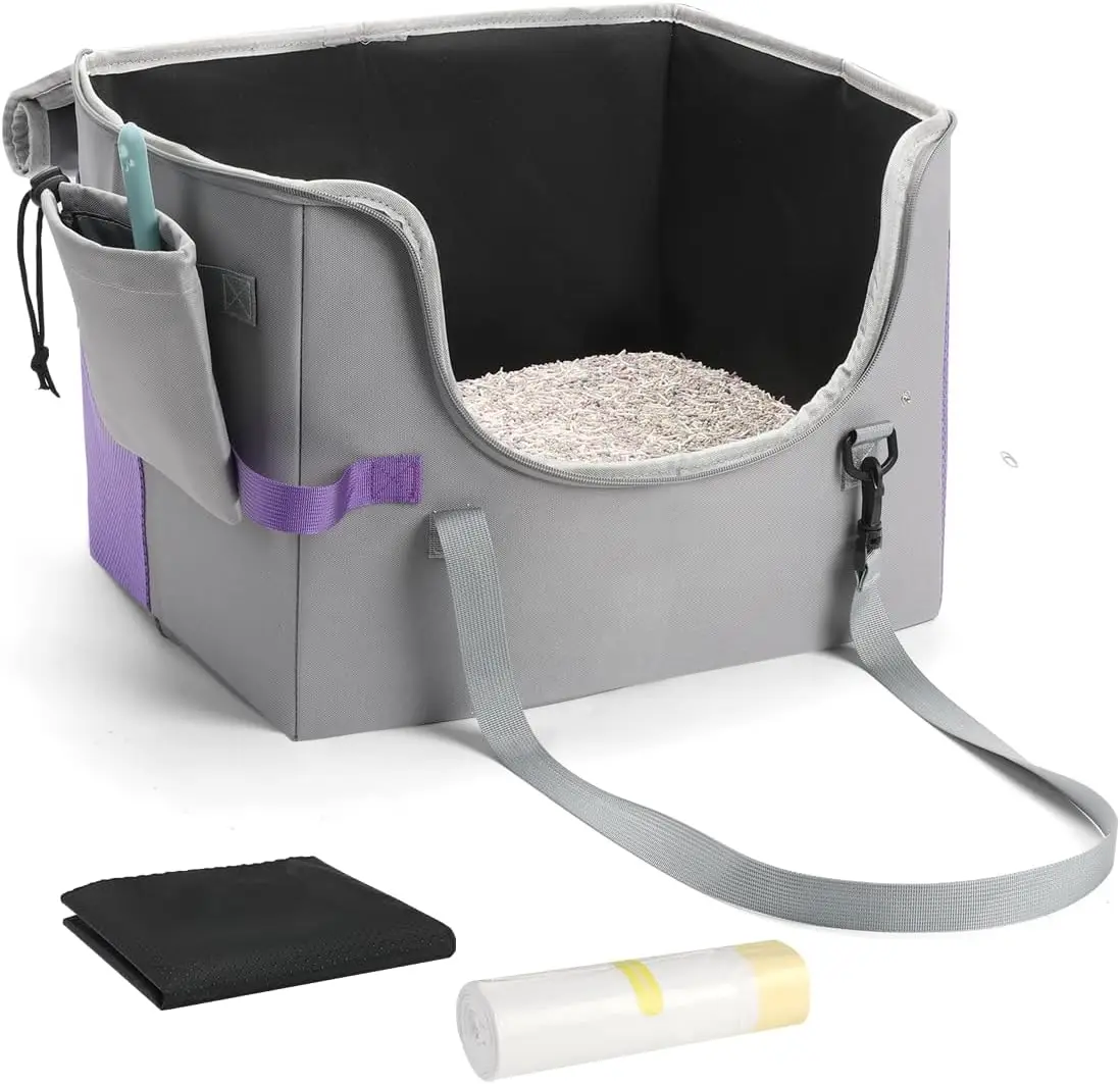Portable Leakproof Tall-Side cat Litter Box,with Zipped lid,Collapsible for car Travel and Hotel, for 1 Medium cat
Portable Leakproof Tall-Side cat Litter Box,with Zipped lid,Collapsible for car Travel and Hotel, for 1 Medium cat