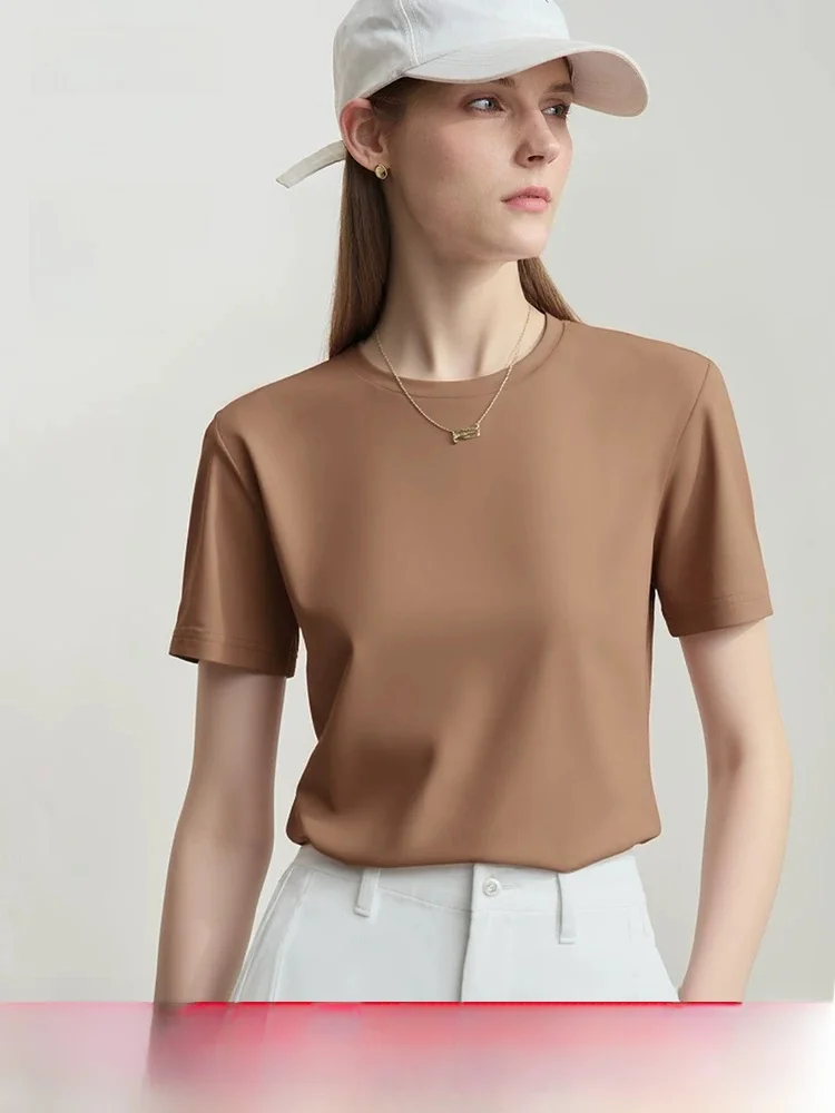 Slim Fit Ice Porcelain Cotton round Neck Short Sleeve T-Shirt Women Elastic Casual Style Commute Suitable Summer New Arrival
Slim Fit Ice Porcelain Cotton round Neck Short Sleeve T-Shirt Women Elastic Casual Style Commute Suitable Summer New Arrival