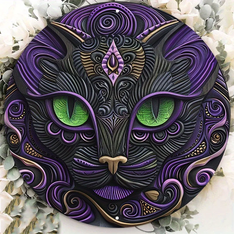 Flat aluminum metal plate, door hanger, wall art, home decoration, garden decoration, purple and black cat with green eyes
Flat aluminum metal plate, door hanger, wall art, home decoration, garden decoration, purple and black cat with green eyes