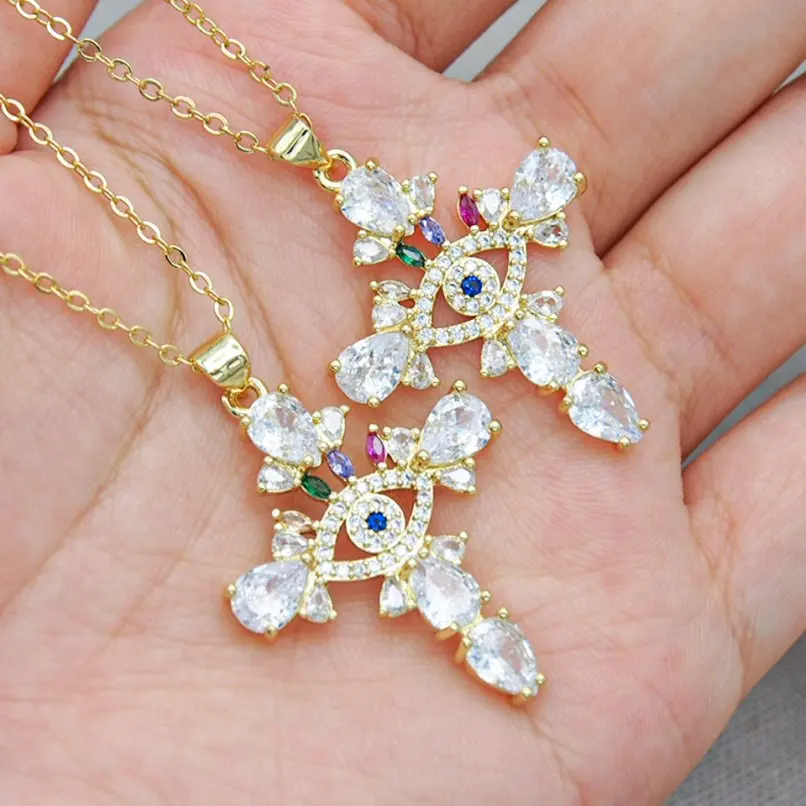 Cubic Zirconia Copper Gold Color Cross Crisscross Invisible Setting Chain Necklace Jesus Christian 
Cubic Zirconia Copper Gold Color Cross Crisscross Invisible Setting Chain Necklace Jesus Christian