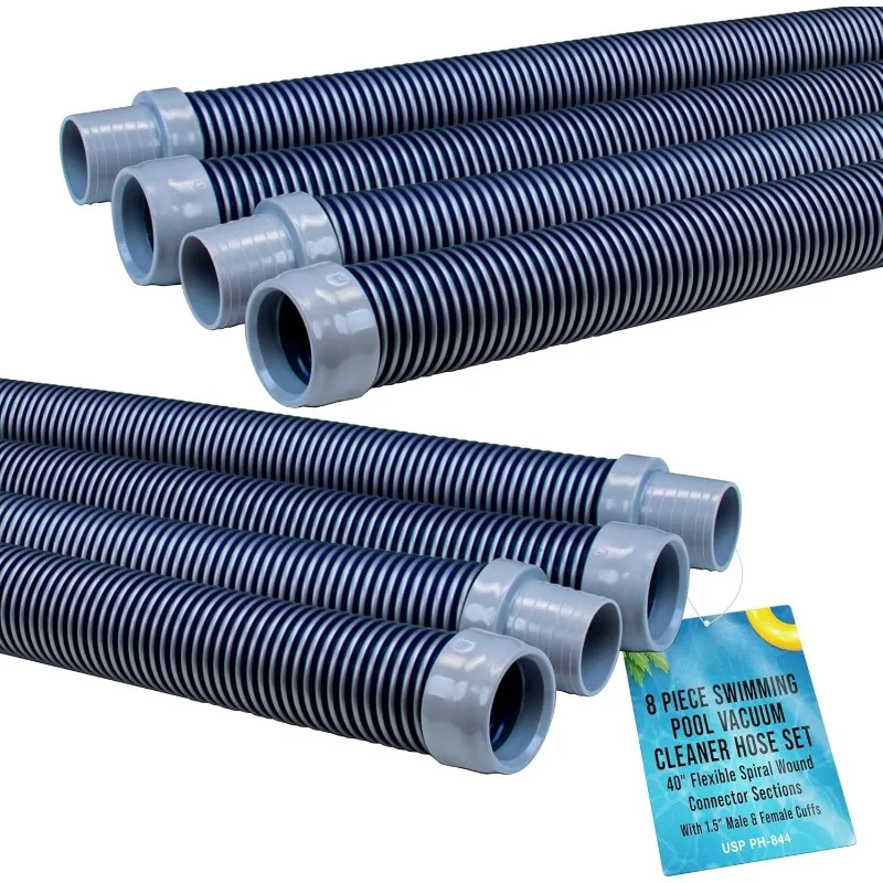 Pool Vacuum Hose, 8 Piece Pool Hose Set - 40" Blue Flexible Spiral Wound Connector Sections with 1.5" Male & Fe
Pool Vacuum Hose, 8 Piece Pool Hose Set - 40" Blue Flexible Spiral Wound Connector Sections with 1.5" Male & Fe