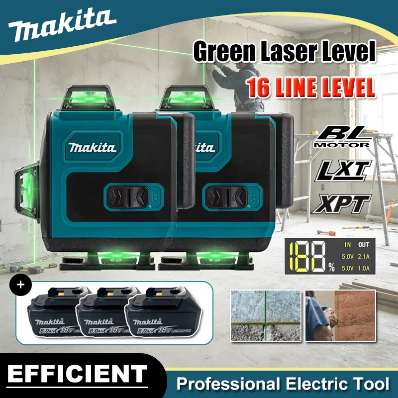 Makita 16-Line Cross Level 360 Horizontal Vertical High-Precision Green Light Laser High-Precision Wall-Mounted Portable Tool
Makita 16-Line Cross Level 360 Horizontal Vertical High-Precision Green Light Laser High-Precision Wall-Mounted Portable Tool