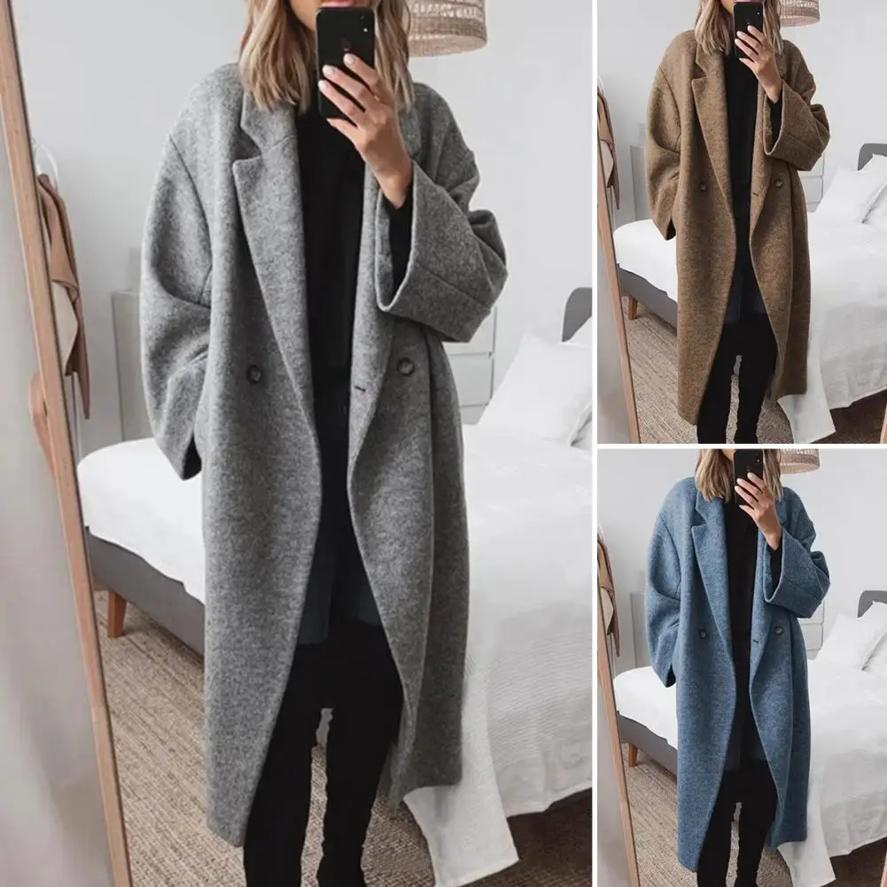 Women Cardigan Coat Jacket Elegant Women's Woolen Jacket with Turn-down Solid Color Double Button Closure Mid Length Overcoat
Women Cardigan Coat Jacket Elegant Women's Woolen Jacket with Turn-down Solid Color Double Button Closure Mid Length Overcoat