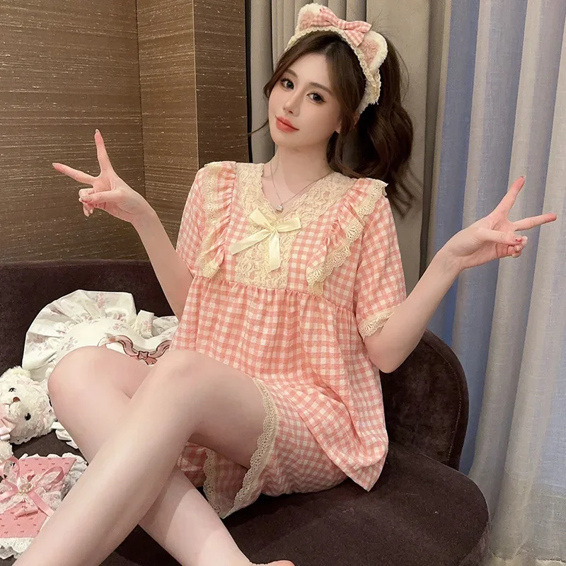 Large Size Women's Sweet Pajamas Set Korean Student Loose Simple Short Sleeve Shorts Home Clothes Cartoon Print Loungewear 5XL
Large Size Women's Sweet Pajamas Set Korean Student Loose Simple Short Sleeve Shorts Home Clothes Cartoon Print Loungewear 5XL