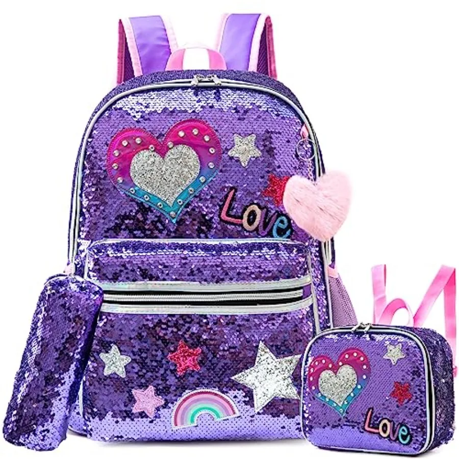 Backpack for Girls 16" Backpacks for Girls for School Sequin Backpack with Lunch Box for Elementary Students
Backpack for Girls 16" Backpacks for Girls for School Sequin Backpack with Lunch Box for Elementary Students