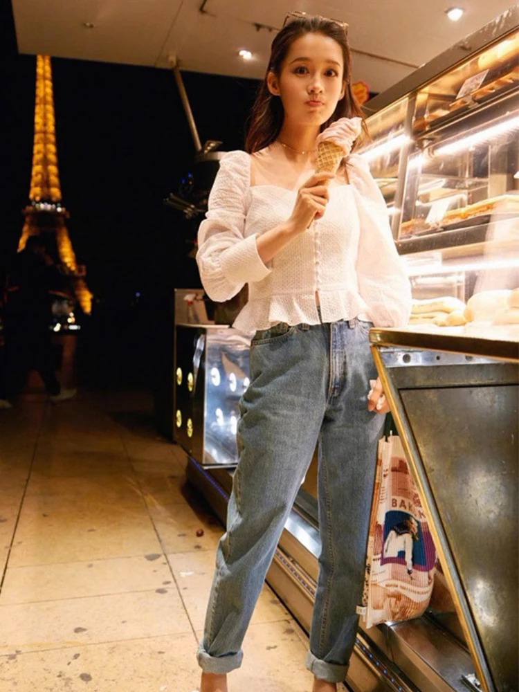 Naturaleye Sweet Style Short Shirt Women's Long Sleeve Square Collar Slim Fit Bubbles Sleeve White Vintage Summer Top
Naturaleye Sweet Style Short Shirt Women's Long Sleeve Square Collar Slim Fit Bubbles Sleeve White Vintage Summer Top