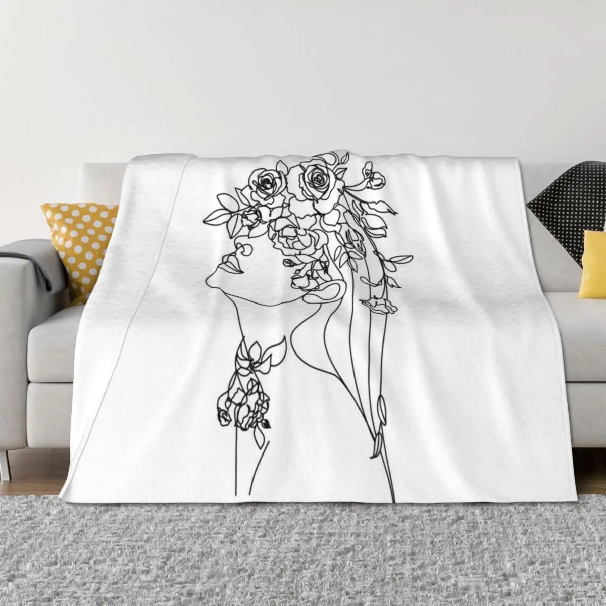 One line face, illustration. Minimalist Woman Art.Abstract face with butterfly by one line drawing. Portrait minim Throw Blanket
One line face, illustration. Minimalist Woman Art.Abstract face with butterfly by one line drawing. Portrait minim Throw Blanket