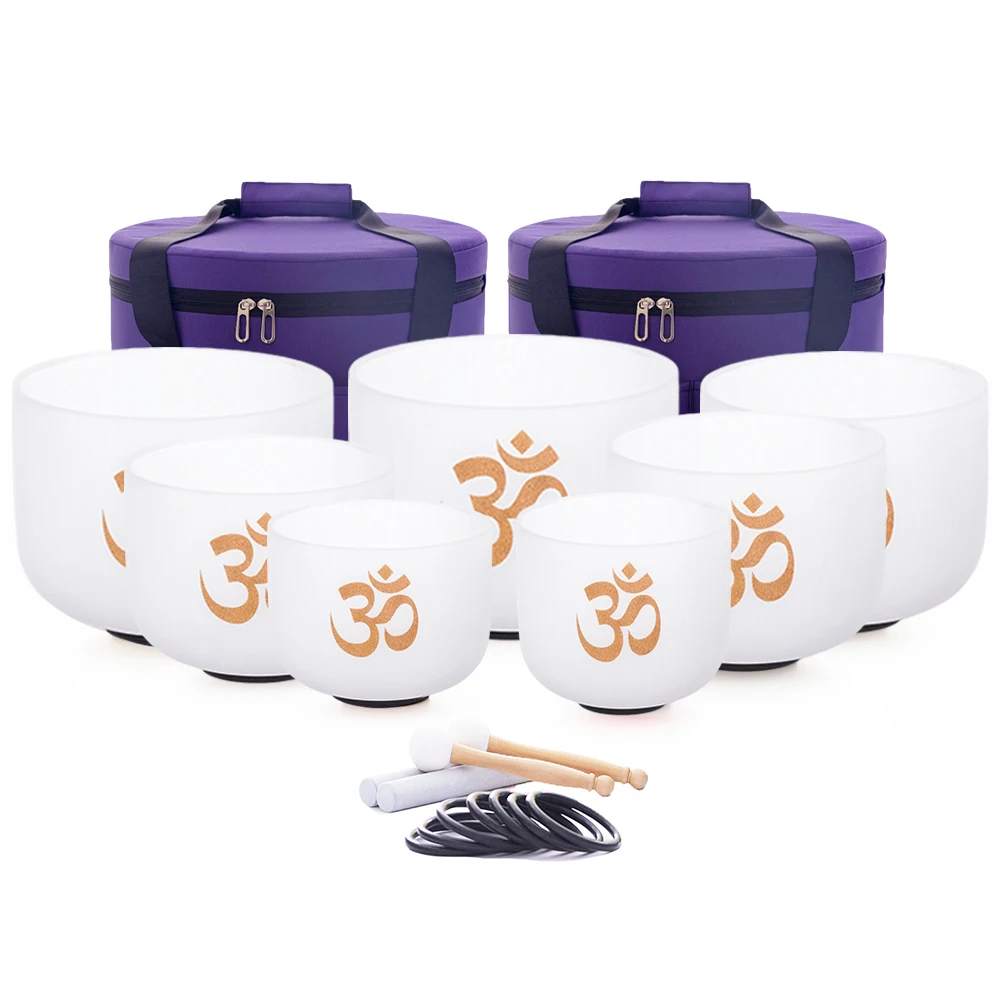 Hye-eun Perfect Pitch Om Design 7-12 inch Frosted Quartz Crystal Singing Bowl Set of 7pcs Sound Healing Instruments with Bag
Hye-eun Perfect Pitch Om Design 7-12 inch Frosted Quartz Crystal Singing Bowl Set of 7pcs Sound Healing Instruments with Bag