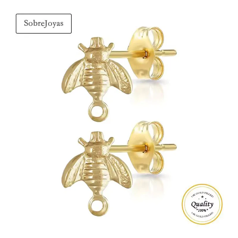 14K Gold Filled Bee Stud Earrings w/Closed Ring Gold Jewelry 5.5X6.3mm Gold Filled Stud Earrings Oorbellen Boho Women Earrings
14K Gold Filled Bee Stud Earrings w/Closed Ring Gold Jewelry 5.5X6.3mm Gold Filled Stud Earrings Oorbellen Boho Women Earrings