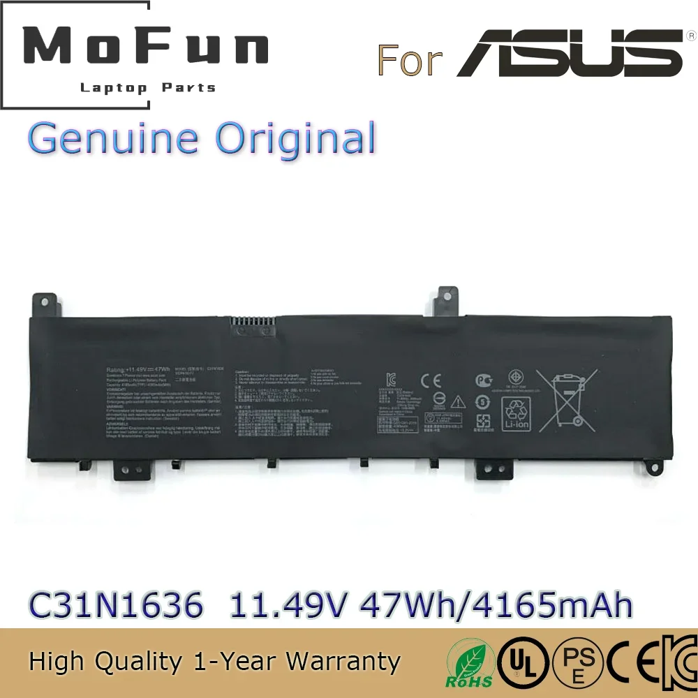 Brand New Original C31N1636 11.49V 47Wh Laptop Battery for Asus N580VN N580VD NX580V X580V X580VN NX580VD7700 etc.
Brand New Original C31N1636 11.49V 47Wh Laptop Battery for Asus N580VN N580VD NX580V X580V X580VN NX580VD7700 etc.