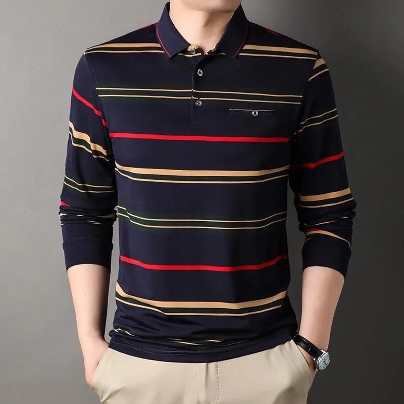 Autumn Men’s Casual Polo Shirt Long Sleeve Striped Design with Collar Loose Fit for Elderly Dad Comfortable Daily Wear
Autumn Men’s Casual Polo Shirt Long Sleeve Striped Design with Collar Loose Fit for Elderly Dad Comfortable Daily Wear