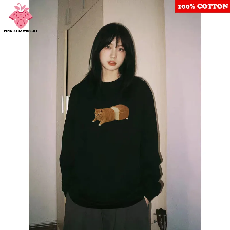 American Cute Cat Print T-shirt Women Autumn 2025 New 100% Cotton Oversize Black Long-sleeved T-shirt Y2k Tops kawaii clothes
American Cute Cat Print T-shirt Women Autumn 2025 New 100% Cotton Oversize Black Long-sleeved T-shirt Y2k Tops kawaii clothes