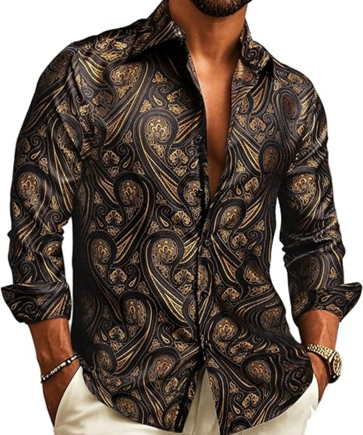 New men's luxury paisley shirts, long-sleeved button-down shirts, made of comfortable fabric, suitable for parties, fashion danc
New men's luxury paisley shirts, long-sleeved button-down shirts, made of comfortable fabric, suitable for parties, fashion danc