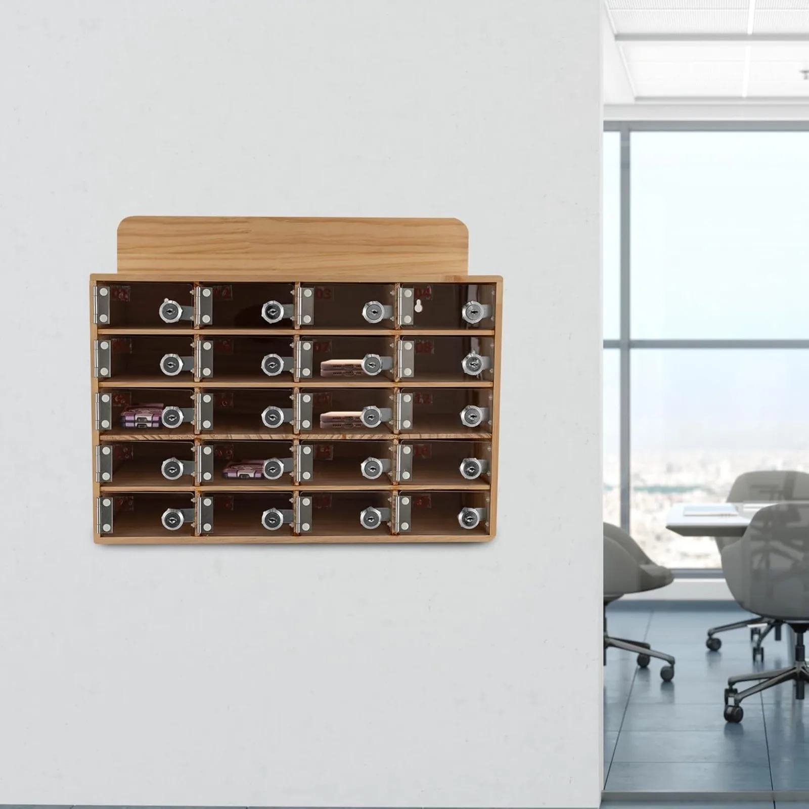 Cell Phone Lock Box 20 Slots Acrylic Wooden Cell Phone Storage Locker with Door Locks and Keys Wall-Mounted for Office Classroom
Cell Phone Lock Box 20 Slots Acrylic Wooden Cell Phone Storage Locker with Door Locks and Keys Wall-Mounted for Office Classroom