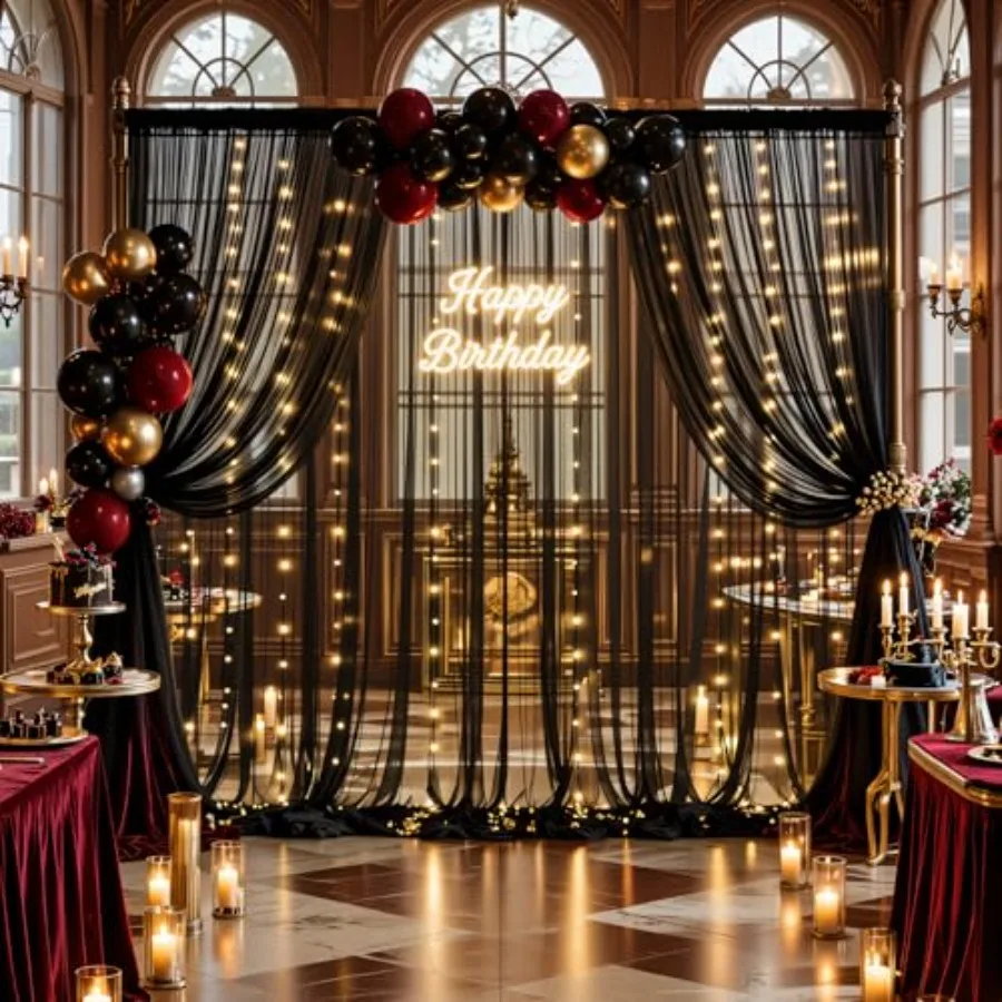 10×15ft Sheer Backdrop Curtains with Lights String for Parties Birthday Tulle Backdrop Curtain for Baby Shower Wedding Graduati
10×15ft Sheer Backdrop Curtains with Lights String for Parties Birthday Tulle Backdrop Curtain for Baby Shower Wedding Graduati