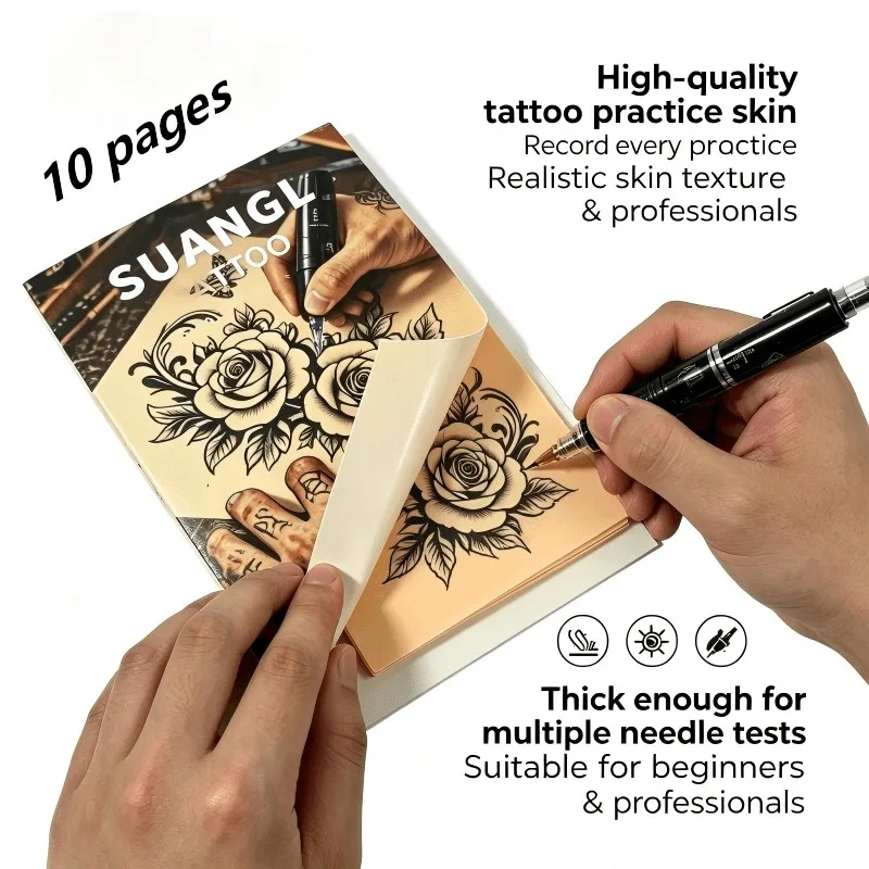SUANGL Tattoo Practice Skin Book 10 Pages Realistic Synthetic Skin for Beginners Professionals Line Shading Carving Practice
SUANGL Tattoo Practice Skin Book 10 Pages Realistic Synthetic Skin for Beginners Professionals Line Shading Carving Practice