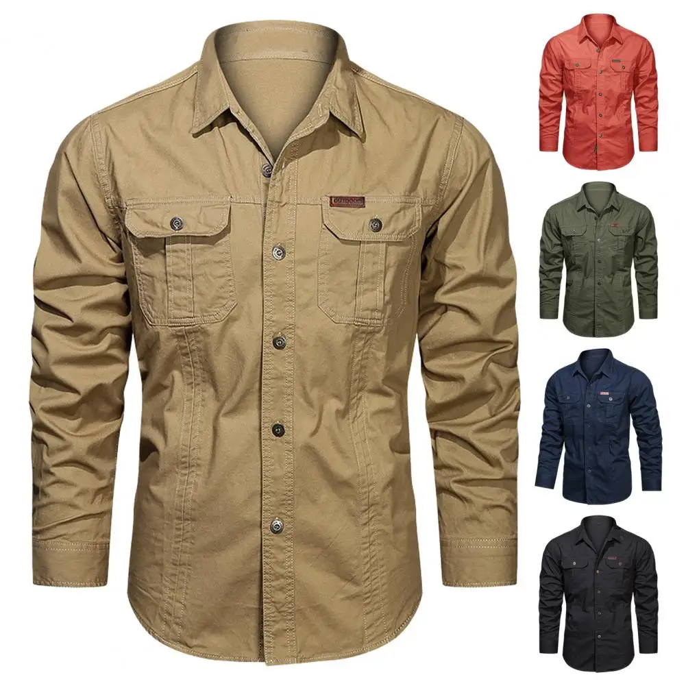 Men Retro Work Shirt Men's Slim Fit Long Sleeve Cardigan with Lapel Pockets Breathable Streetwear Top for Fall Spring Long
Men Retro Work Shirt Men's Slim Fit Long Sleeve Cardigan with Lapel Pockets Breathable Streetwear Top for Fall Spring Long