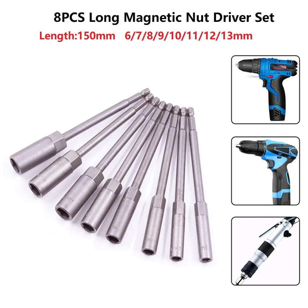 Magnetic Hold Socket Adapters Eight Piece Set Perfectly Designed to Fit Standard Hex Shank Tools at a Length of 150mm
Magnetic Hold Socket Adapters Eight Piece Set Perfectly Designed to Fit Standard Hex Shank Tools at a Length of 150mm