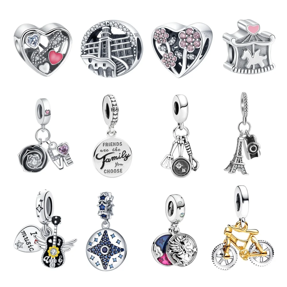 925 Sterling Silver Heart Bike Bag Bead Charm Book Tower Fit Bangle Bracelet Necklace Pendant DIY Jewelry Set for Women Girls
925 Sterling Silver Heart Bike Bag Bead Charm Book Tower Fit Bangle Bracelet Necklace Pendant DIY Jewelry Set for Women Girls