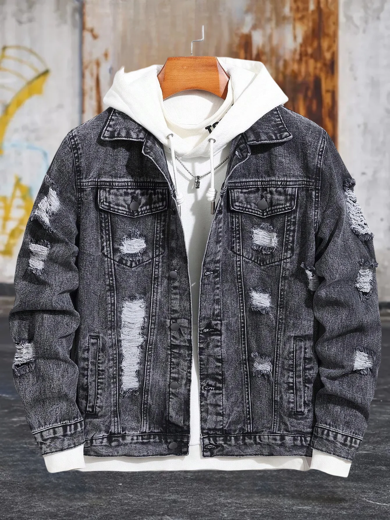 1PC Men's casual hot-selling black distressed stonewashed flight jacket daily American street fashion denim jacket
1PC Men's casual hot-selling black distressed stonewashed flight jacket daily American street fashion denim jacket
