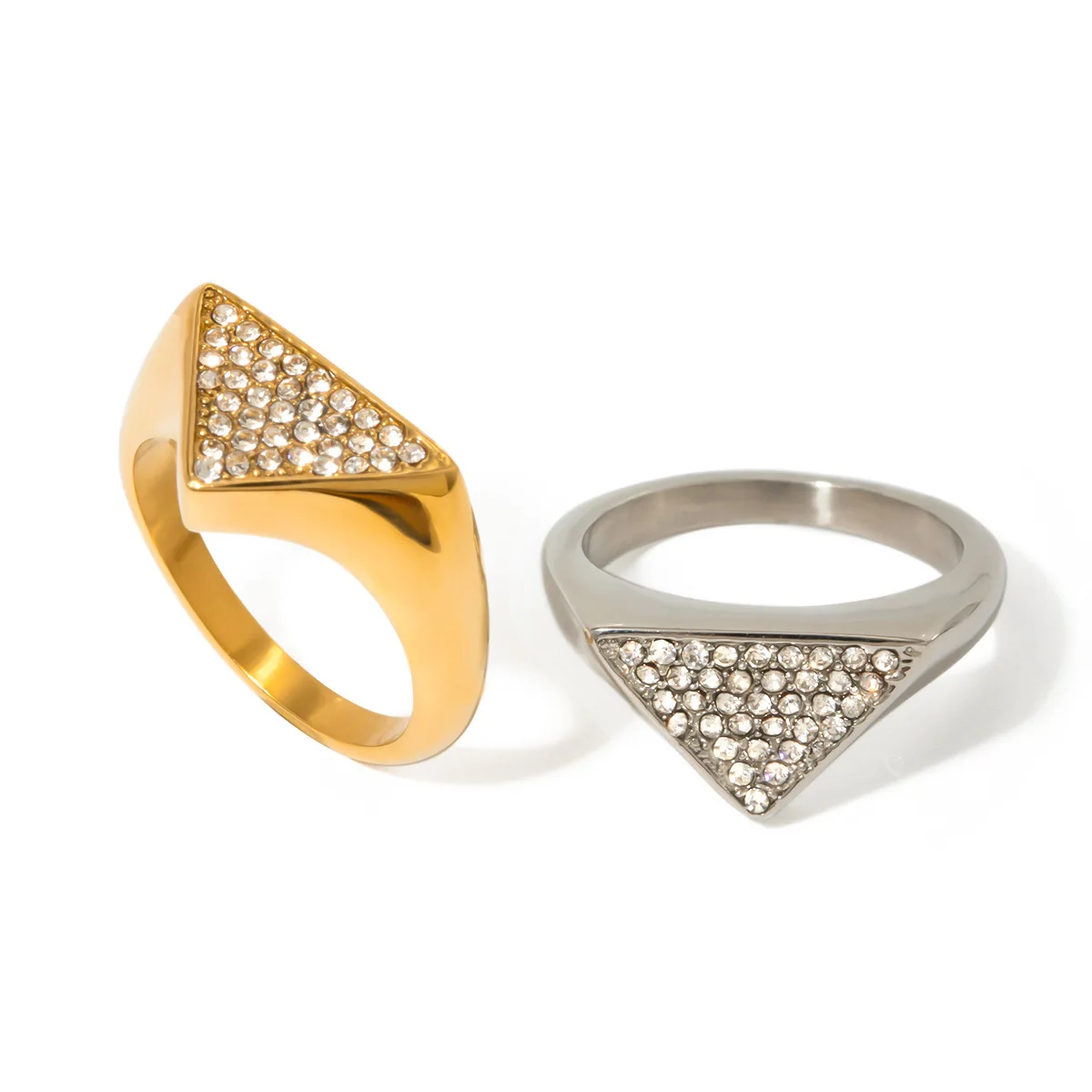 Stainless Steel PVD 18K Gold Plated Tarnish Waterproof Rhinestoned Triangle Rings For Woman Jewelry Wholesale INS
Stainless Steel PVD 18K Gold Plated Tarnish Waterproof Rhinestoned Triangle Rings For Woman Jewelry Wholesale INS