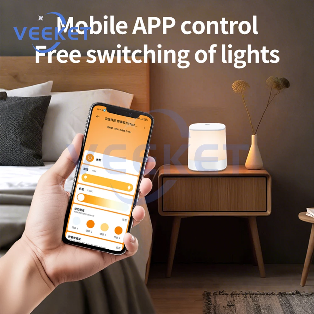 Intelligent LED Bedside Night Light WiFi Smart Voice Touch Control Sleep Lamp Mobile APP Control Works with EWeLink APP DC 5V
Intelligent LED Bedside Night Light WiFi Smart Voice Touch Control Sleep Lamp Mobile APP Control Works with EWeLink APP DC 5V