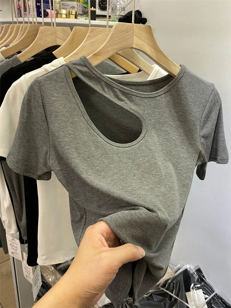 Design Sensation Women's Short Sleeve T-Shirt Hollow out Shoulder Korean Style Commute Cotton Polyester Blend round Neck
Design Sensation Women's Short Sleeve T-Shirt Hollow out Shoulder Korean Style Commute Cotton Polyester Blend round Neck
