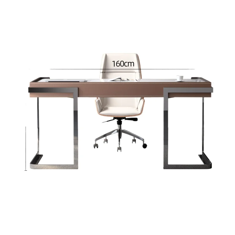 Saddle leather rock slab desk study computer table and chair integrated stainless steel writing desk
Saddle leather rock slab desk study computer table and chair integrated stainless steel writing desk