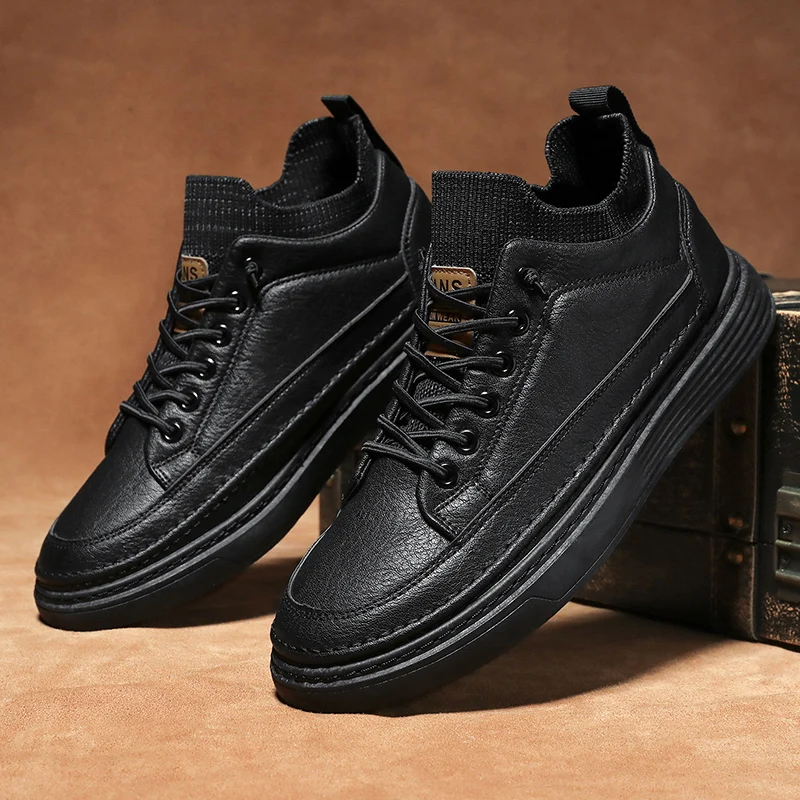 Men's Shoes 2023 New Autumn Black Leather Shoes Anti-skid Wear-resistant Light Board Shoes Breathable Booster Men Sneakers
Men's Shoes 2023 New Autumn Black Leather Shoes Anti-skid Wear-resistant Light Board Shoes Breathable Booster Men Sneakers