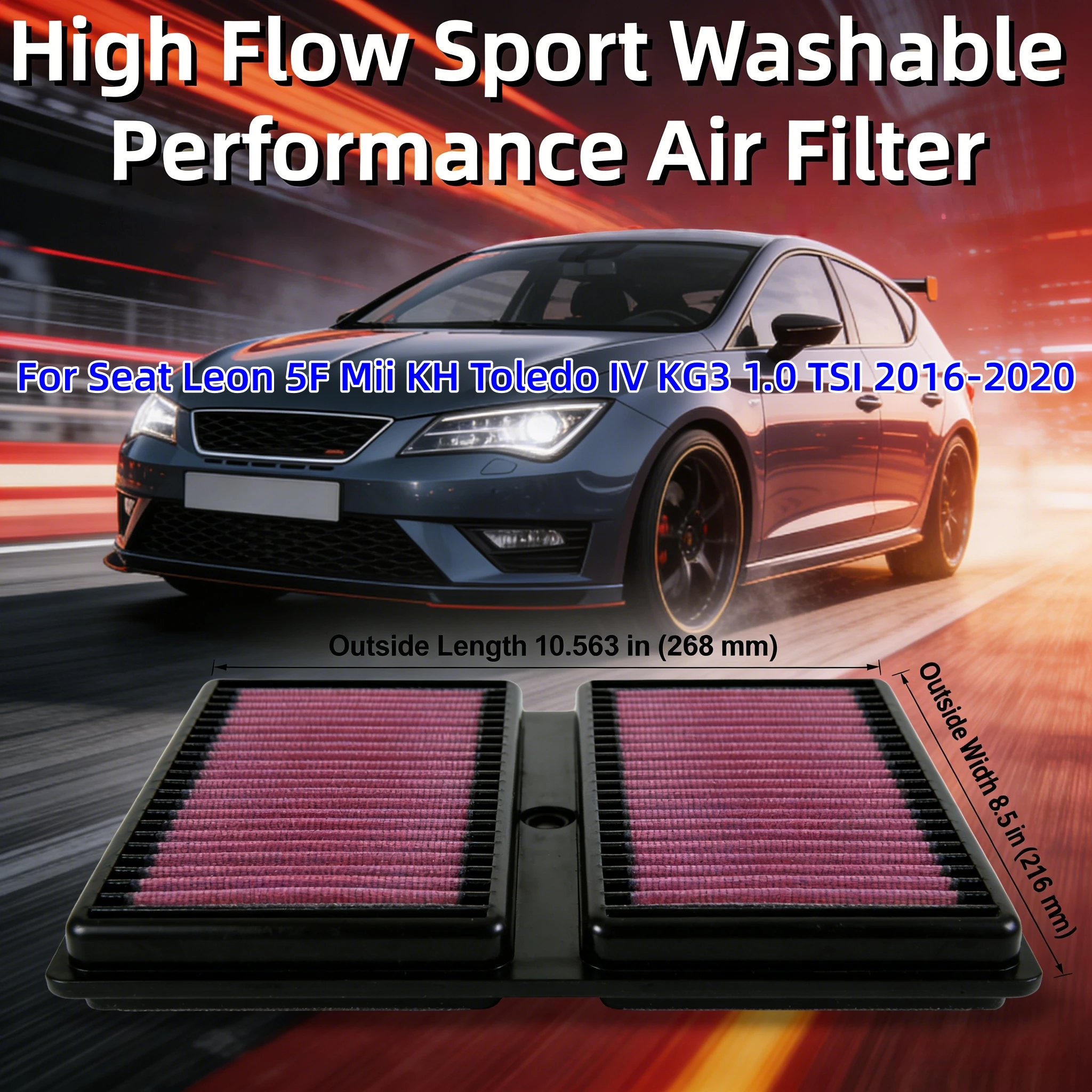 For Seat Leon 5F Mii KH Toledo IV KG3 1.0 TSI 2016-2020 High Flow Sport Washable Performance Air Filter 33-3037 04C129620A
For Seat Leon 5F Mii KH Toledo IV KG3 1.0 TSI 2016-2020 High Flow Sport Washable Performance Air Filter 33-3037 04C129620A