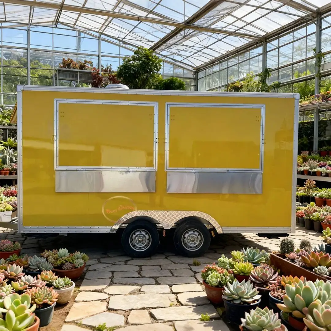 Multifunctional Towable Vendor Cart, Stylish and Vibrant Outdoor Food Trailer, Large Capacity Mobile Catering Truck
Multifunctional Towable Vendor Cart, Stylish and Vibrant Outdoor Food Trailer, Large Capacity Mobile Catering Truck