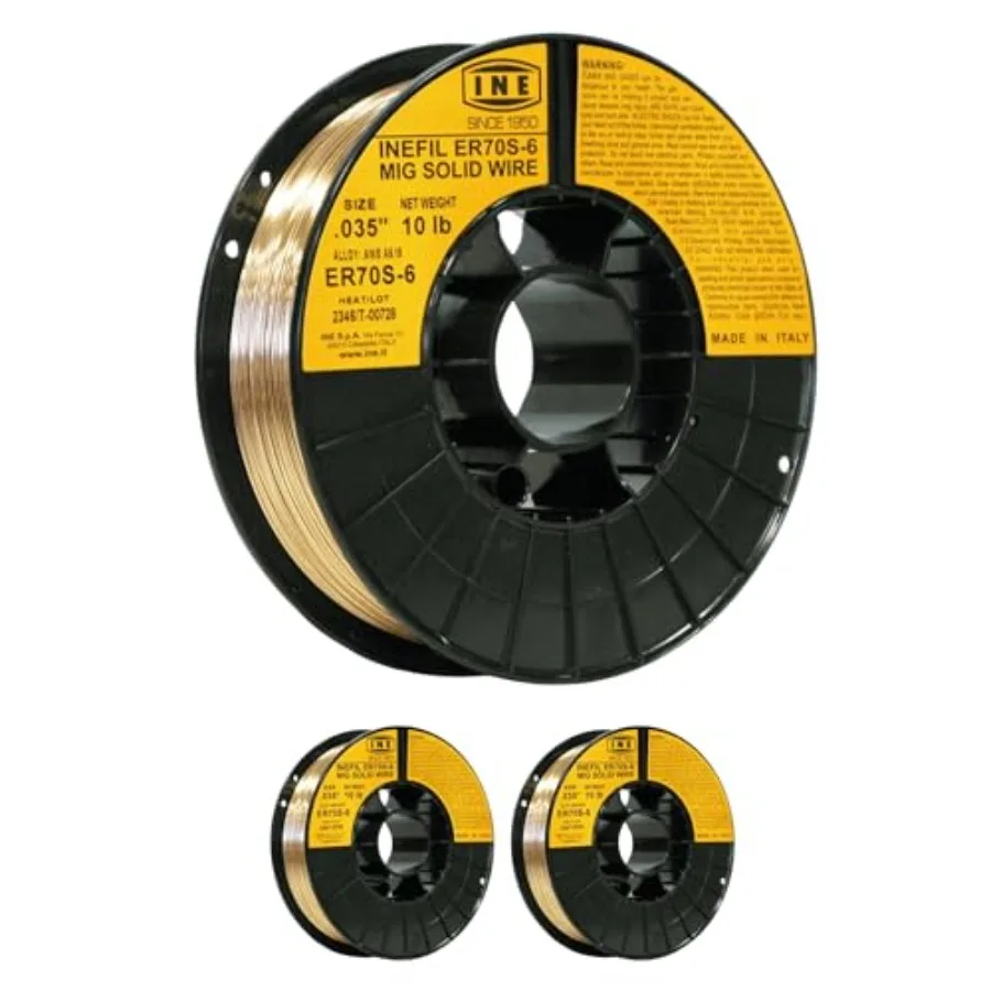 2-Pack INEFIL ER70S-6 MIG Welding Wire.035" — 10 lb Spool Made in Italy Low Spatter Solid Wire for Heavy Fab, Structural Steel
2-Pack INEFIL ER70S-6 MIG Welding Wire.035" — 10 lb Spool Made in Italy Low Spatter Solid Wire for Heavy Fab, Structural Steel