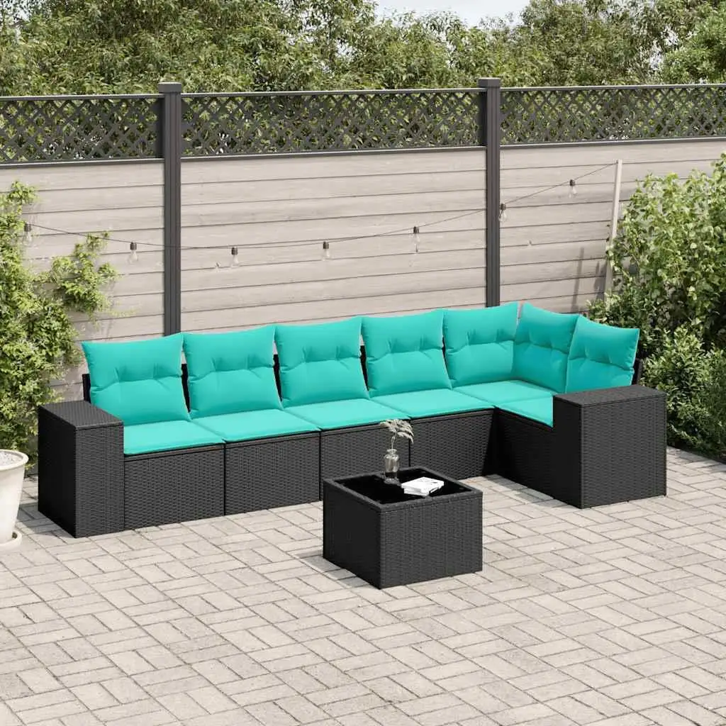 7 Piece Outdoor Patio Sofa Set with Cushions Black Poly Rattan Furniture Garden Seating
7 Piece Outdoor Patio Sofa Set with Cushions Black Poly Rattan Furniture Garden Seating