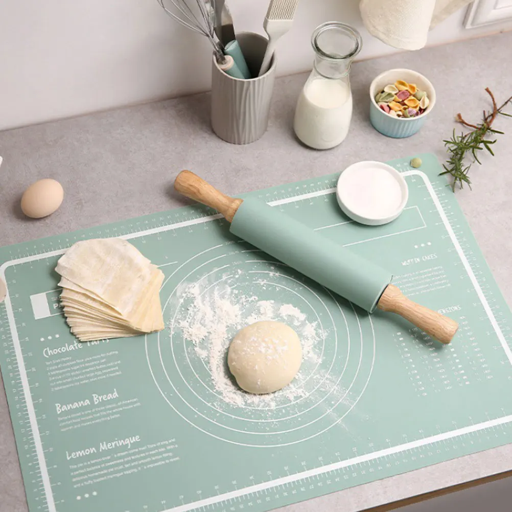 1 set Large Green Silicone Pastry Mat Set Rolling Pin Kneading Pad for Baking Kitchen Dough Bread Supplies Anti Skid Reusable
1 set Large Green Silicone Pastry Mat Set Rolling Pin Kneading Pad for Baking Kitchen Dough Bread Supplies Anti Skid Reusable