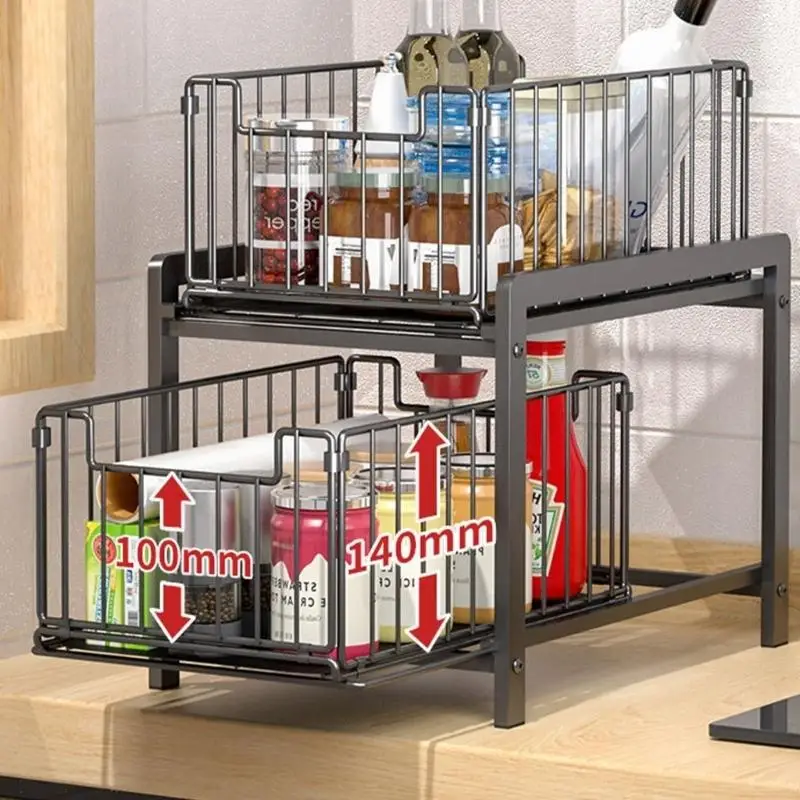Detachable Under Sink Storage Shelf With 2 Level Sliding Baskets For Kitchen Bathroom Arrangement D2RD
Detachable Under Sink Storage Shelf With 2 Level Sliding Baskets For Kitchen Bathroom Arrangement D2RD