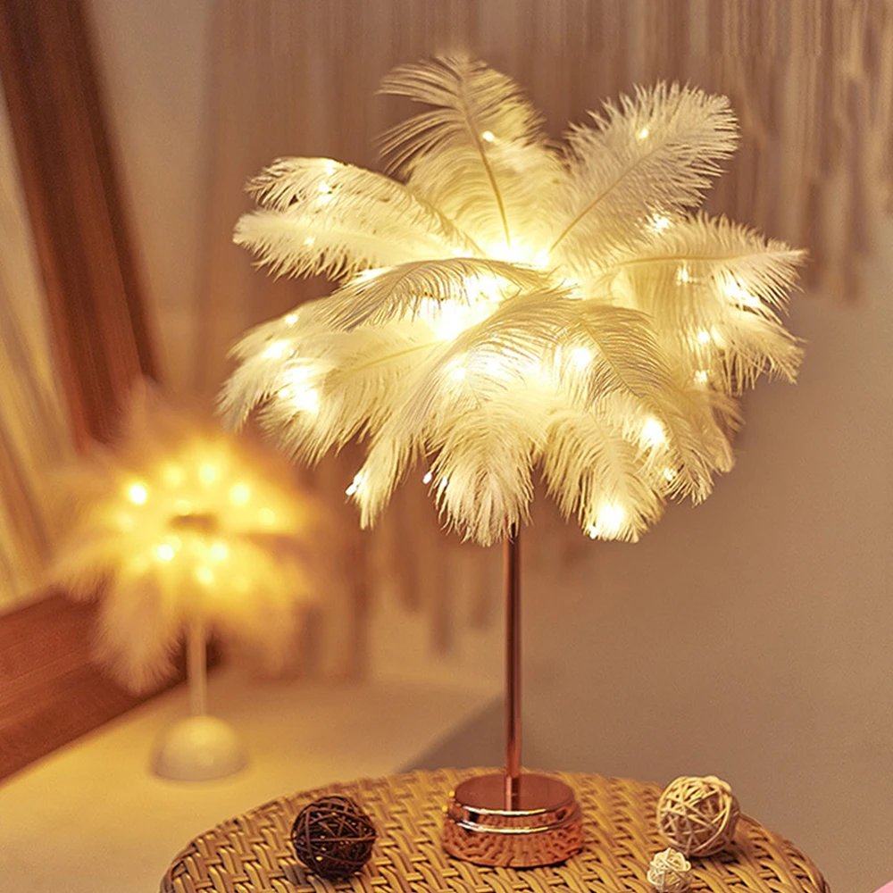 Creative Feather Night Light USB Battery Powered Feather Table Lamp LED Bedside Light Bedroom Atmosphere Lamp Wedding Room Decor
Creative Feather Night Light USB Battery Powered Feather Table Lamp LED Bedside Light Bedroom Atmosphere Lamp Wedding Room Decor