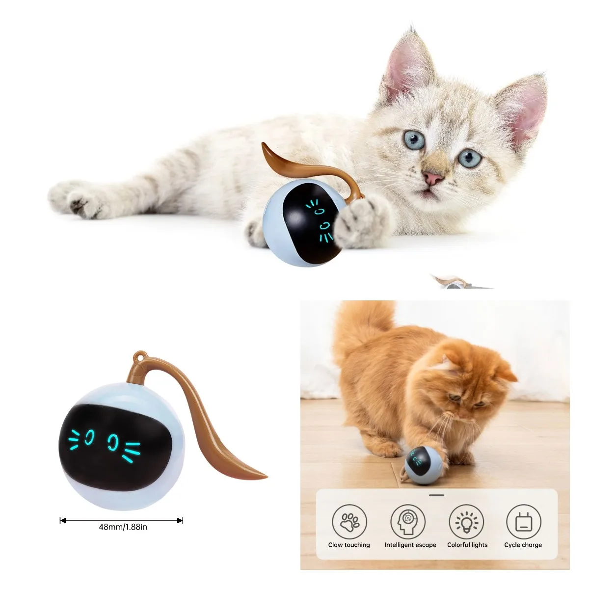 Игрушки для домашних животных, котят, USB Перезаряжаемый, искусственный мяч для кошек, игрушки, интерактивный Электрический домашний тизер, самоупражнение
Игрушки для домашних животных, котят, USB Перезаряжаемый, искусственный мяч для кошек, игрушки, интерактивный Электрический домашний тизер, самоупражнение