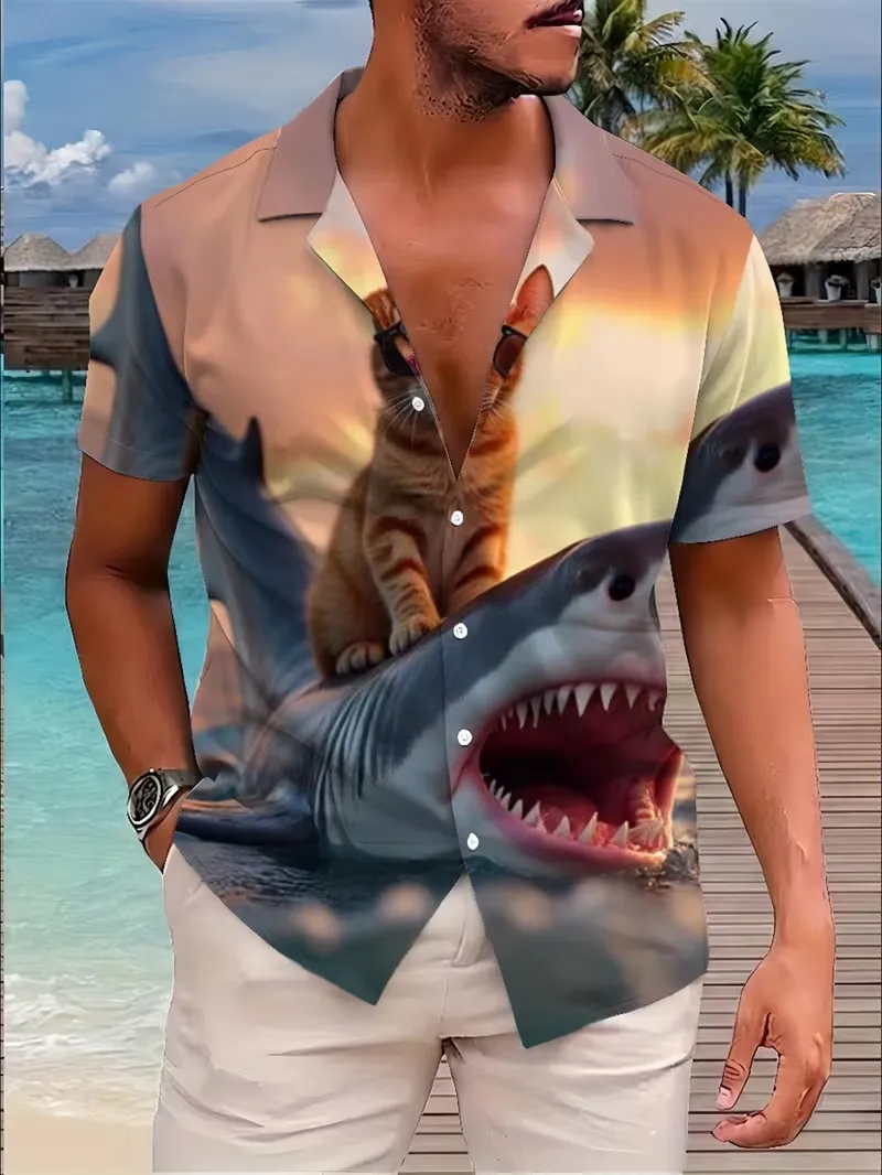 Men's 3D Giant Shark Print Hawaiian Shirt Casual Short Sleeve Button Down surfing Shirt for Summer Beach Vacation Streetwear Top
Men's 3D Giant Shark Print Hawaiian Shirt Casual Short Sleeve Button Down surfing Shirt for Summer Beach Vacation Streetwear Top