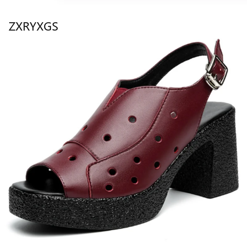 ZXRYXGS 2025 New Summer Hollow Genuine Leasther Fish Mouth Sandals Fashion Elegant Comfortable Non-slip Women High Heel Sandals
ZXRYXGS 2025 New Summer Hollow Genuine Leasther Fish Mouth Sandals Fashion Elegant Comfortable Non-slip Women High Heel Sandals