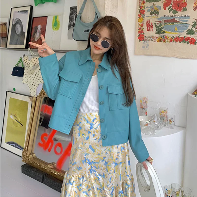 2023 Sheepskin Leather Clothes Women's Spring Korean Casual Slim fit Short Suit Lapel Single Breasted Genuine Leather Jackets
2023 Sheepskin Leather Clothes Women's Spring Korean Casual Slim fit Short Suit Lapel Single Breasted Genuine Leather Jackets