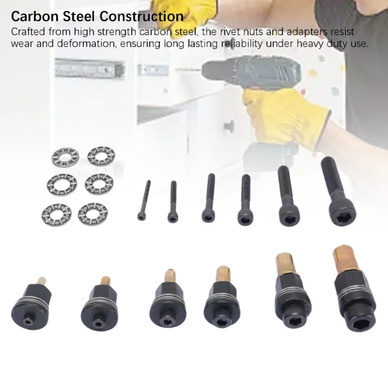 Набор из 6 насадок для ручного заклепочника из углеродистой стали M10, M8, M6, M5, M4, M3 для работы в труднодоступных местах
Набор из 6 насадок для ручного заклепочника из углеродистой стали M10, M8, M6, M5, M4, M3 для работы в труднодоступных местах